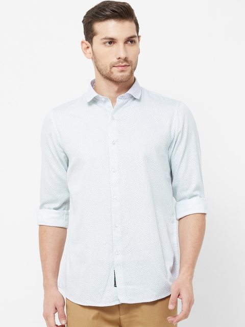 

Solemio Men White & Blue Smart Fit Printed Casual Shirt
