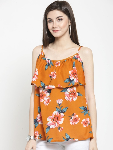 

Purple State Rust & White Floral Print Layered Regular Top
