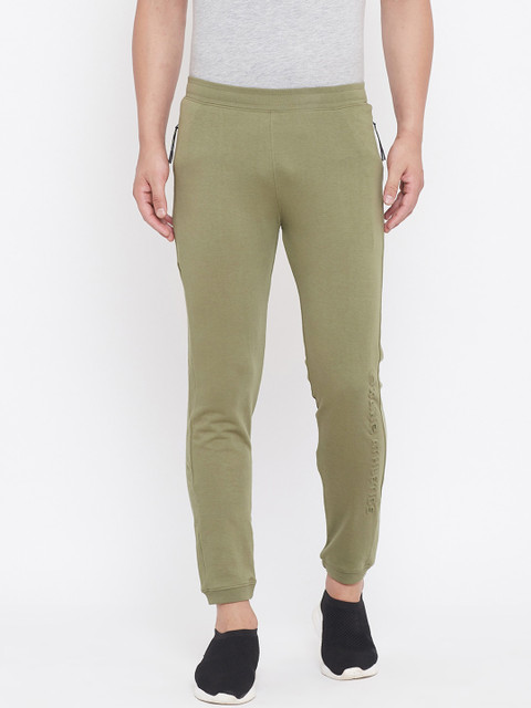 

Okane Men Olive Green Solid Joggers