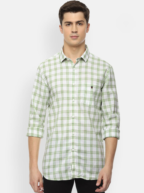 

Louis Philippe Sport Men Green & White Slim Fit Checked Casual Shirt
