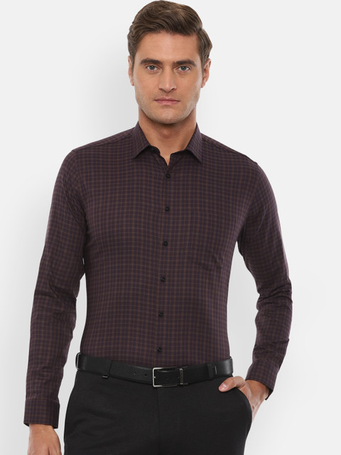 

Van Heusen Men Brown Slim Fit Checked Formal Shirt