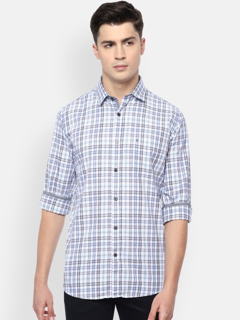 

Van Heusen Sport Men White & Blue Slim Fit Checked Pure Cotton Casual Shirt