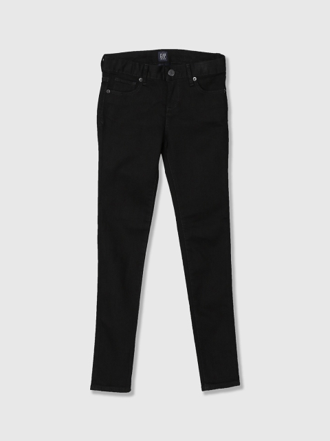 

GAP Girls Black Solid Super Skinny Fit Mid-Rise Clean Look Stretchable Jeans