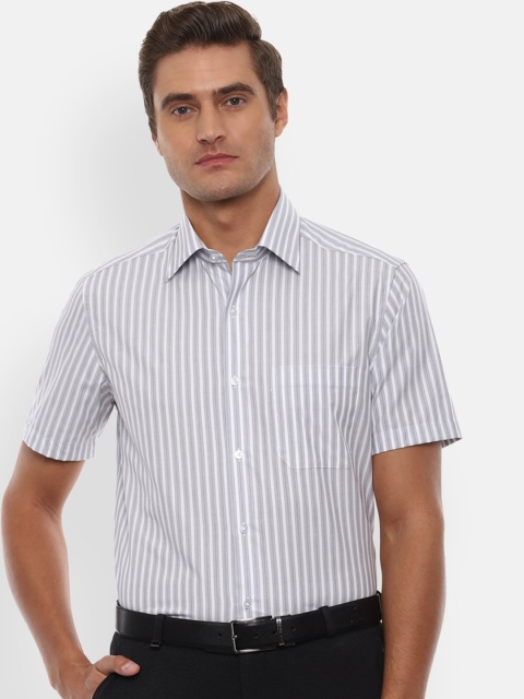

Louis Philippe Men Grey & White Regular Fit Striped Formal Shirt