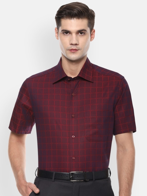 

Louis Philippe Men Maroon & Navy Blue Classic Fit Checked Dual-Tone Party Shirt