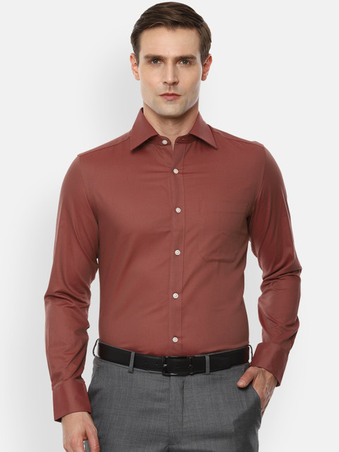 

Louis Philippe Men Rust Red Regular Classic Fit Solid Formal Shirt