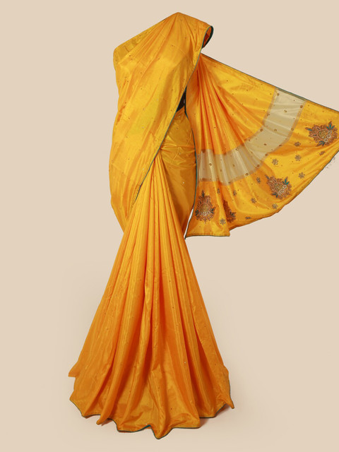

Pothys Yellow Embellished Art Silk Saree