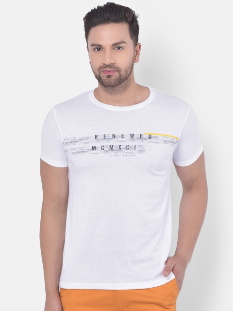 

COBB Men White Printed Round Neck T-shirt