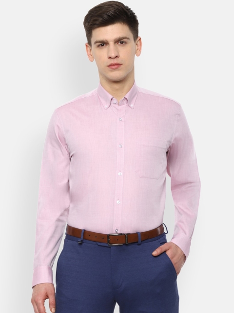 Louis Philippe Men Pink Slim Fit Self Design Formal Shirt