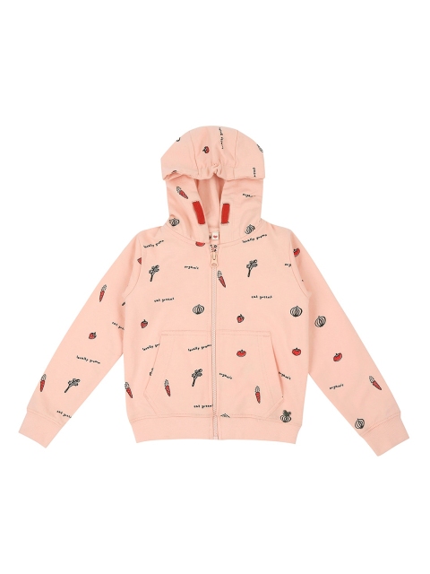 

Ed-a-Mamma Unisex Kids Peach-Coloured Sustainable Printed Hooded Sweatshirt