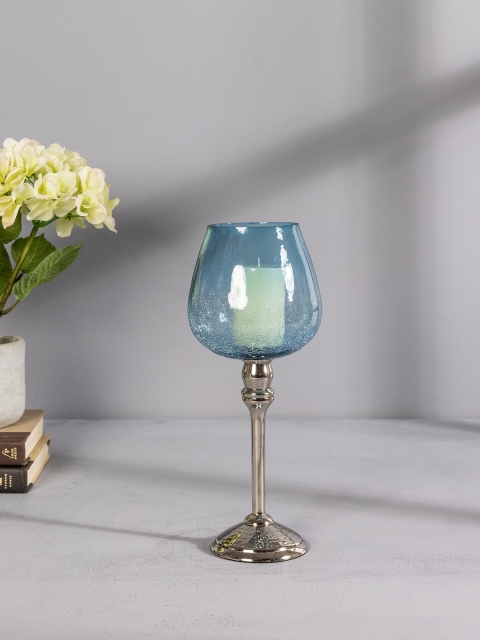 

Pure Home and Living Blue & Silver-Toned Textured Small Mia Votive Holder