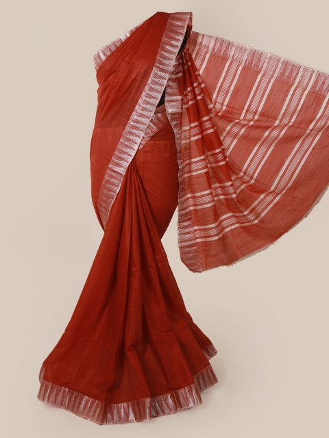 

Pothys Red Solid Linen Blend Saree
