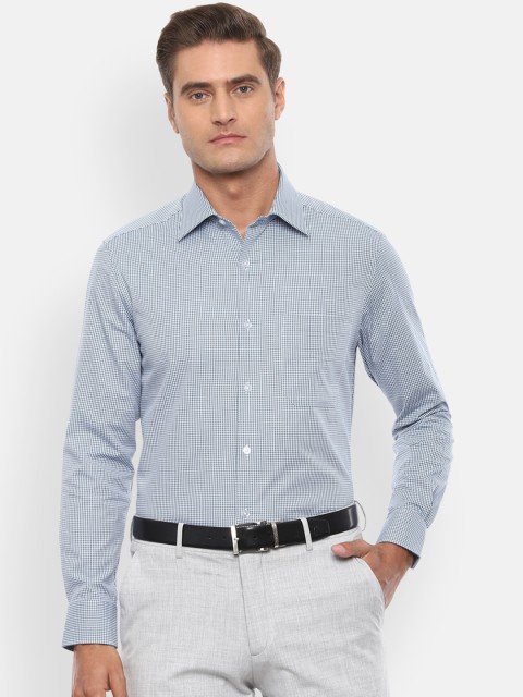 

Louis Philippe Men White & Green Regular Fit Checked Formal Shirt