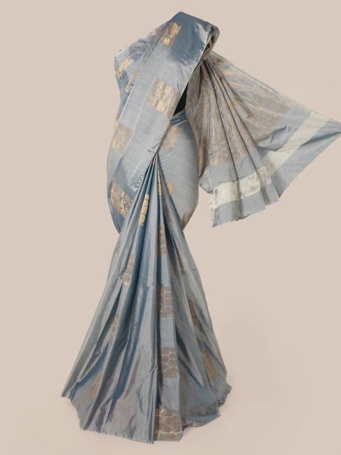 

Pothys Blue & Golden Geometric Zari Woven Design Saree