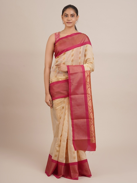 

Pothys Cream-Coloured & Golden Woven Design Saree