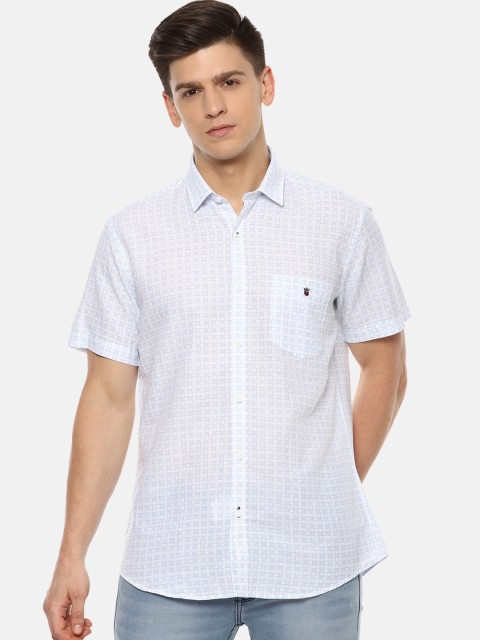 

Louis Philippe Sport Men White & Blue Slim Fit Checked Casual Shirt