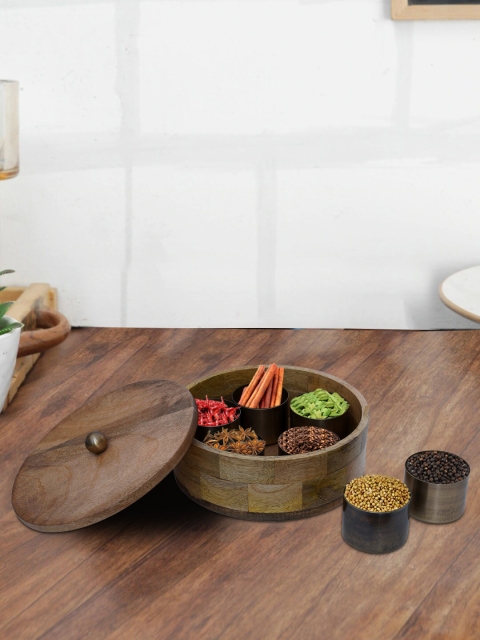

nestroots Brown Plane Mango Wood Masala Box
