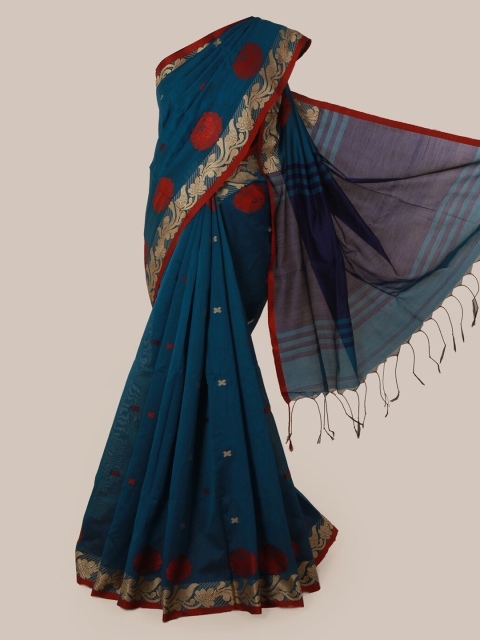Pothys Blue Woven Design Cotton Blend Saree