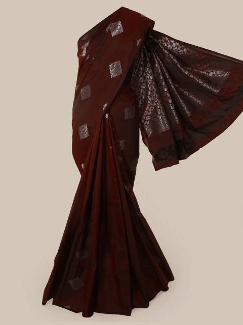 

Pothys Maroon & Silver Geometric Zari Woven Design Saree