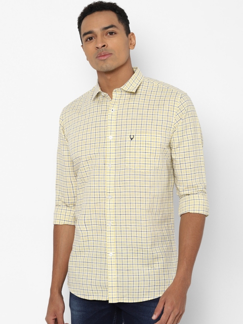 

Allen Solly Men White & Yellow Slim Fit Checked Casual Shirt