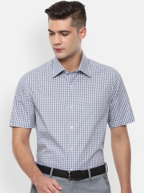 

Louis Philippe Men Blue & White Classic Fit Checked Formal Shirt
