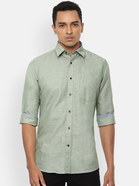 

Van Heusen Sport Men Green Linen Slim Fit Solid Casual Shirt