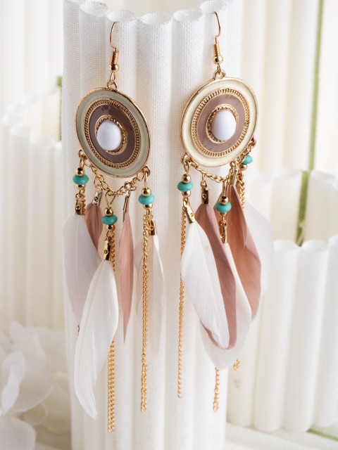 

CRZ Gold-Toned Contemporary Drop Earrings