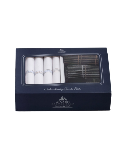 

Alvaro Castagnino Men Pack Of 8 Handkerchiefs & Socks Accessories Gift Set, White