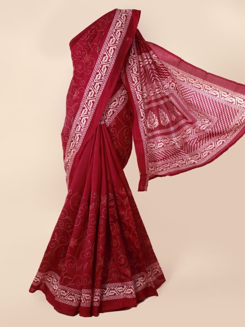 

Pothys Magenta Printed Cotton Blend Saree