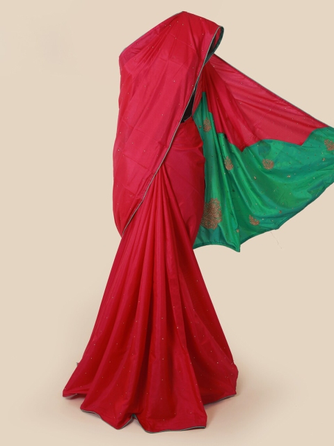 

Pothys Magenta Solid Art Silk Saree