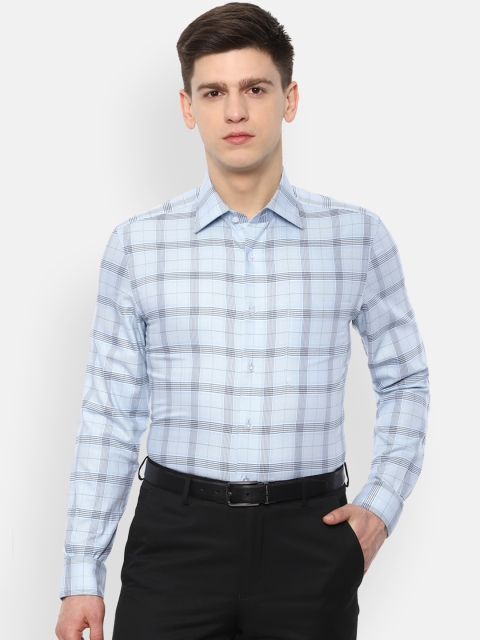 

Louis Philippe Permapress Men Blue Regular Fit Checked Casual Shirt