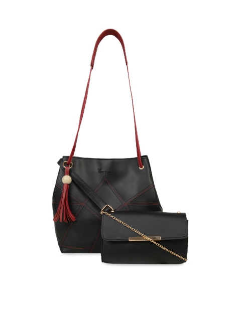 

Vivinkaa Black Set of 2 Self Design Sling Bag