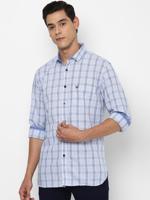 

Allen Solly Men Blue & White Slim Fit Cotton Checked Casual Shirt