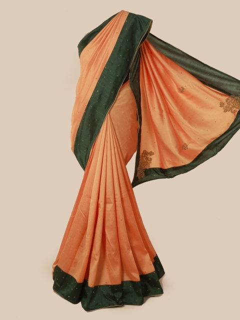 

Pothys Peach-Coloured Solid Art Silk Saree