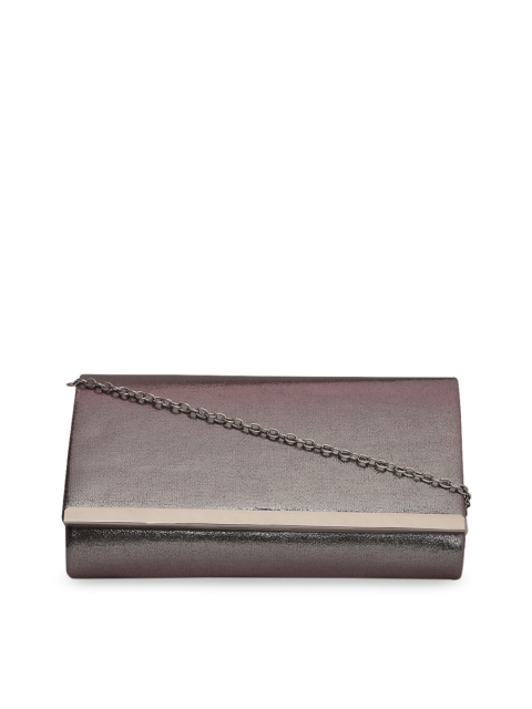 

Forever Glam by Pantaloons Gunmetal-Toned Solid Clutch, Silver