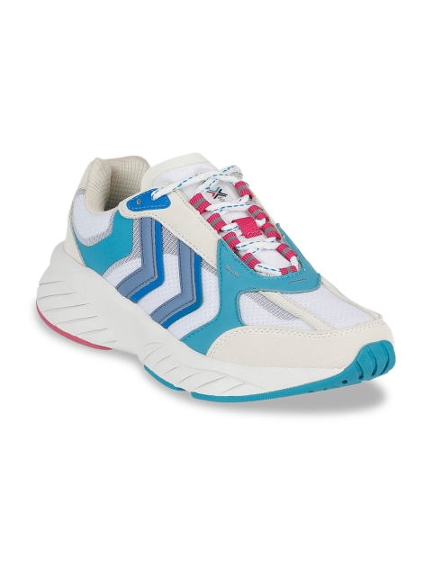 

hummel Women White & Blue Colourblocked Slip-On Sneakers Casual Shoes