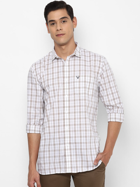 

Allen Solly Men White & Brown Slim Fit Checked Cotton Casual Shirt