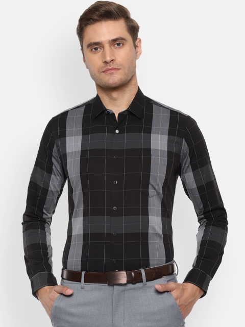

Van Heusen Men Black & Grey Slim Fit Checked Casual Shirt
