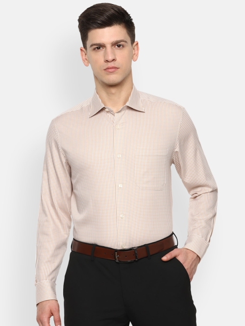 

Louis Philippe Men Beige & White Regular Fit Checked Formal Shirt