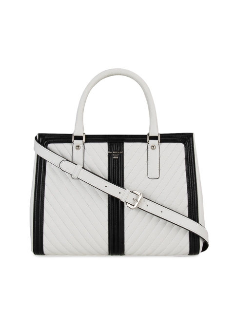 

Da Milano White & Black Striped Handheld Bag