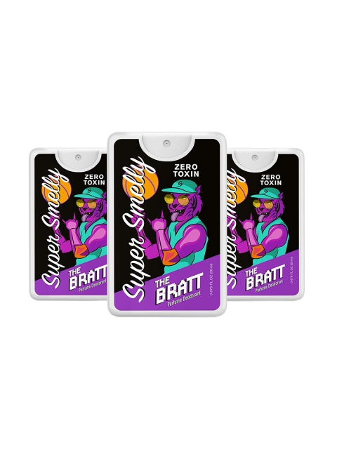 

Super Smelly Adults Set of 3 Bratt Pocket Perfume Spray - 20 ml each, Black