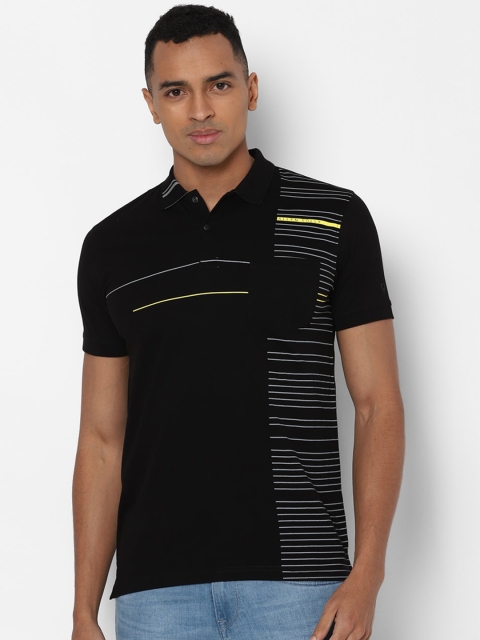 

Allen Solly Men Black Striped Polo Collar T-shirt
