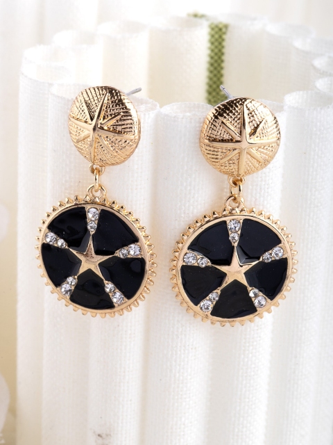 

CRZ Gold-Toned Contemporary Drop Earrings