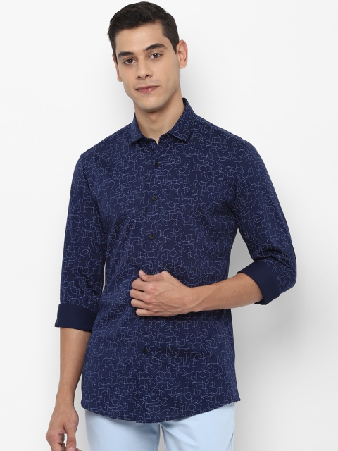 

Allen Solly Men Navy Blue Slim Fit Printed Casual Shirt
