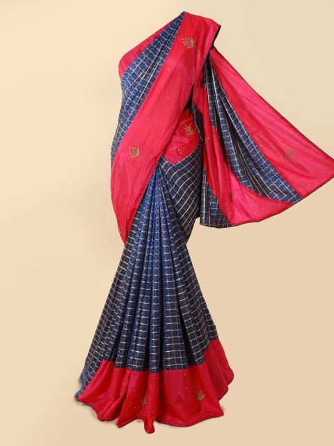

Pothys Blue Checked Art Silk Saree