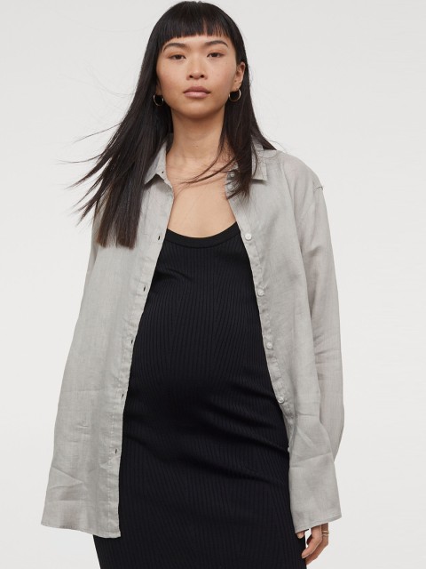 

H&M Women Grey MAMA Linen Shirt