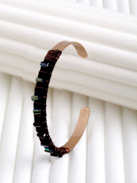 

CRZ Black Gold-Plated Bangle-Style Bracelet