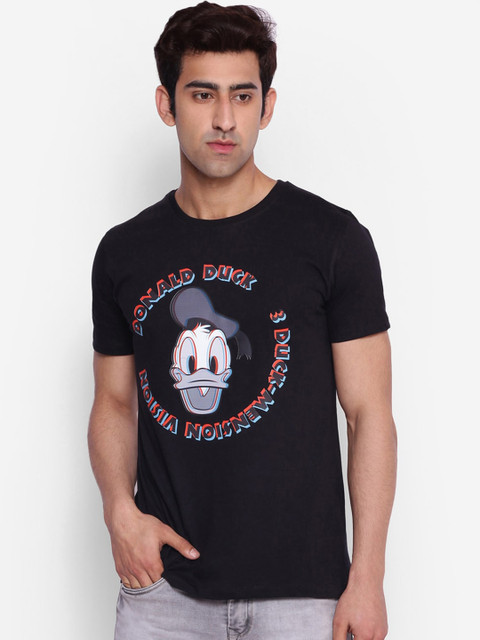 

Mickey Mouse Family Men Black Printed Round Neck T-shirt