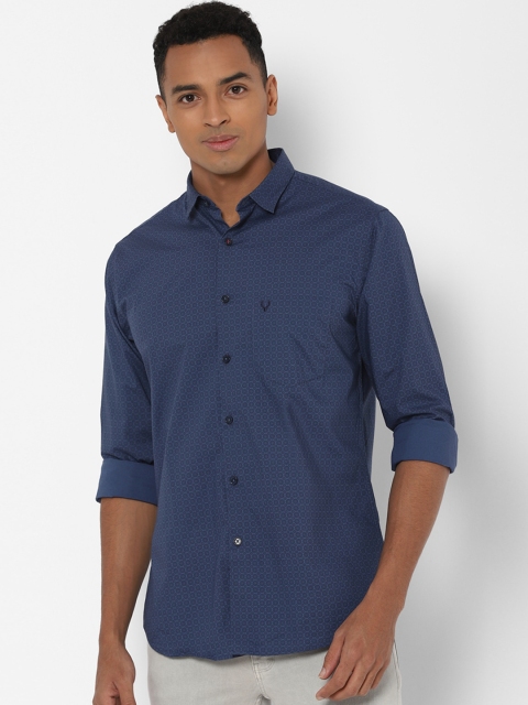 

Allen Solly Men Navy Blue Pure Cotton Slim Fit Printed Casual Shirt