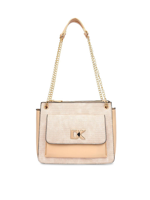

Diana Korr Pink & Beige Textured Shoulder Bag